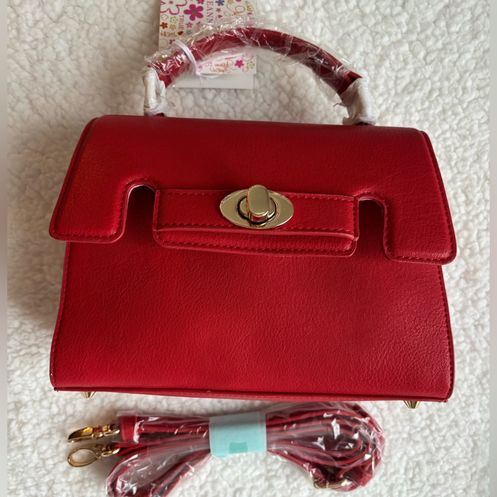 NWT Canadian Designer Jeanne Lottie Red Vintage 2-Way Small Bag - Picture 8 of 8